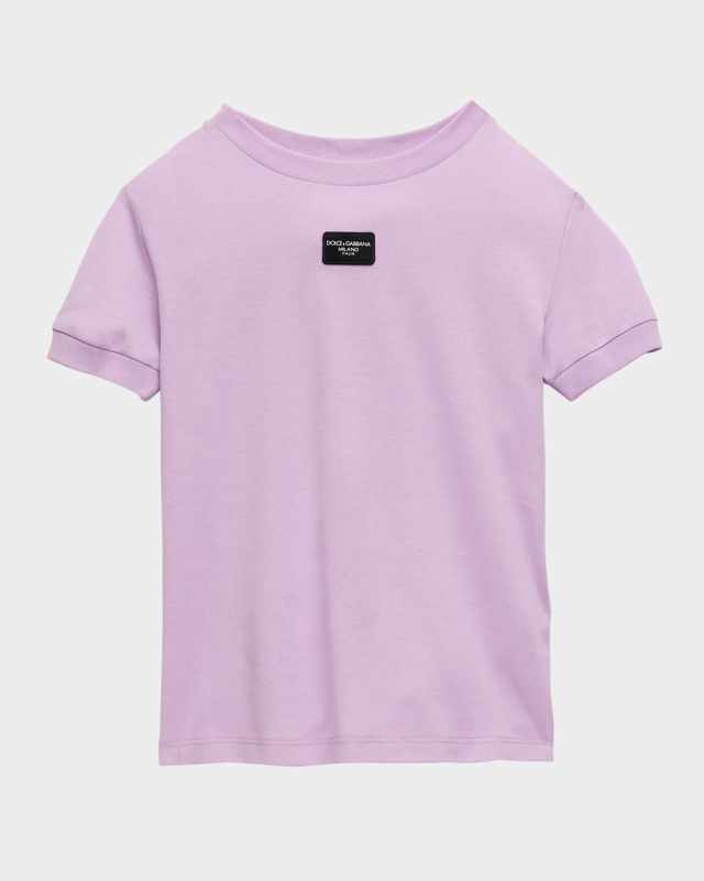 Girl's Rubberized Logo-Print T-Shirt, Size 4-6